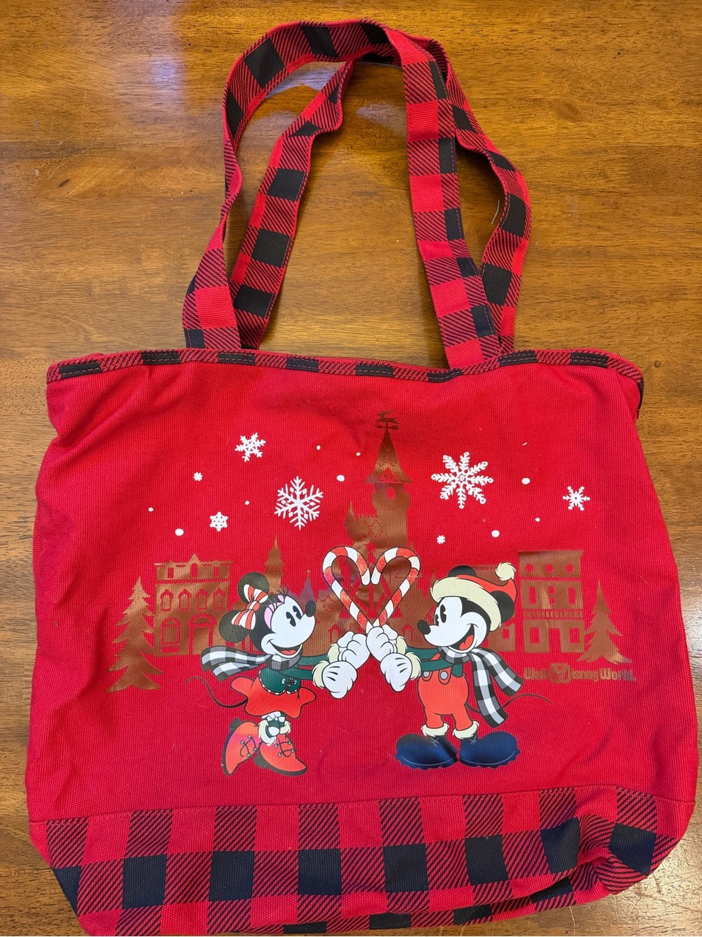 Disney Mickey & Minnie Red Holiday Tote Bag
